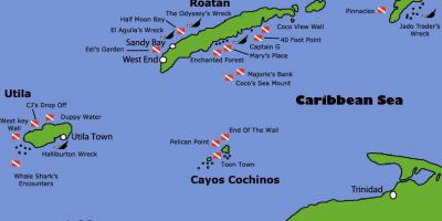 หมู่เกาะฮอนดูรัสของแผนที่