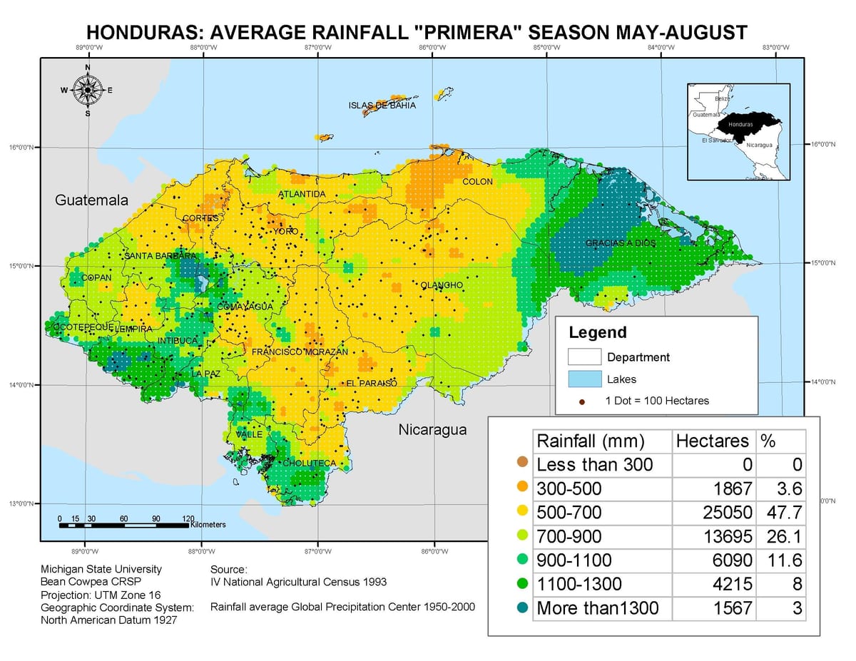 แผนที่ของฮอนดูรัสภาพอากาศ