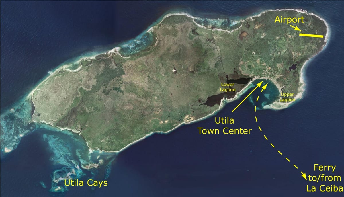 แผนที่ของ utila ฮอนดูรัส name