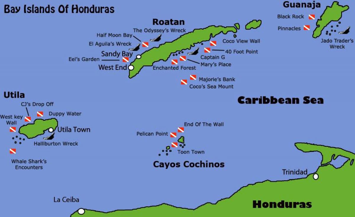 หมู่เกาะฮอนดูรัสของแผนที่