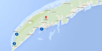 แผนที่ของวันหยุดพักผ่อนและ roatan